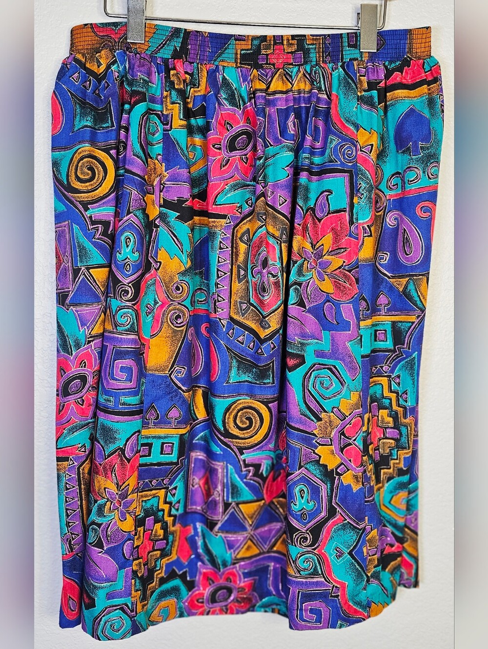 Vintage Roaman's Abstract Geometric Midi Skirt Made in USA